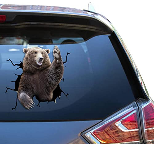Grizzly Bear Vinyl-Aufkleber, Grizzlybär-Aufkleber, Warnung, Fahrzeug-Aufkleber für Fahrer, Stoßstange, Outdoor-Aufkleber