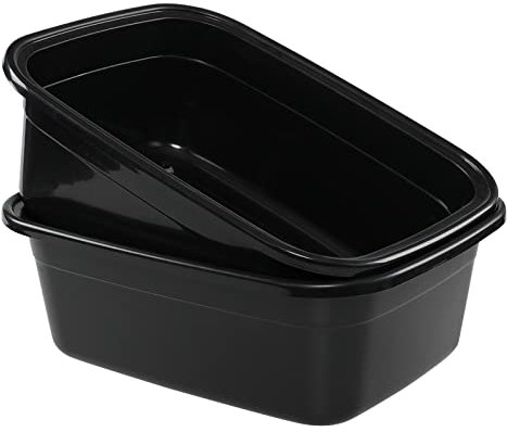 Ramddy 2 Pack 18 Quart Plastic Washing Basin Tub, Black Rectangle Dish Pan