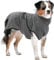Royal Dry Bademantel Hund XL - Rückenlänge 70-80 cm - Hundehandtuch - Mikrofase - Hundebademantel für große Hunde - Schnell Trocknendes mit Klettverschluss - Grau