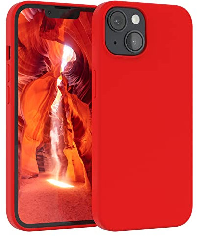 EAZY CASE Premium Silikon Handyhülle kompatibel mit iPhone 14, Slimcover mit Kameraschutz und Innenfutter, Silikonhülle, Schutzhülle, Bumper, Handy Case, Hülle, Softcase, Rot