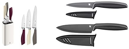 WMF ElementsJoy Messerblock mit Messerset 4-teilig & Touch Messerset 2-teilig, Küchenmesser mit Schutzhülle, Spezialklingenstahl antihaftbeschichtet, scharf, Kochmesser, Gemüsemesser, schwarz