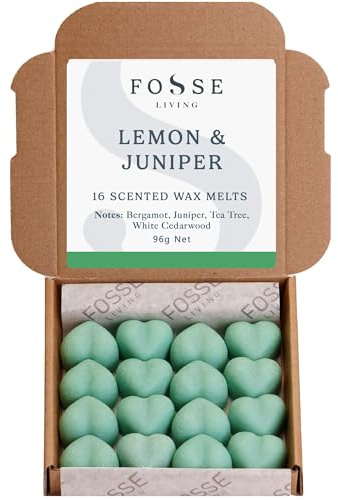 Lemon & Juniper Soy Wax Melts 16 Pack | Zesty Citrus & Aromatic Juniper | Natural, Vegan & Plastic Free | Up to 96 Hrs Scent | Pet Safe | Handmade in UK – Fosse Living