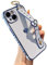 DEFBSC for iPhone 15 Case with Wrist Strap, Cute Side Love Heart Plating Edge Phone Case with Heart Pattern Wristband Finger Holder Stand Soft TPU Bumper Shockproof Protective Case - Blue