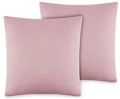 VelvetHome Deluxe 2er Set Kissenbezug 40x40 cm Made in EU Hohe Qualität Kopfkissenbezug mit Reißverschluss 100% Baumwolle Kissenhülle 40x40 Puderrosa