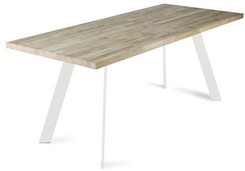 modernLOFTart Pied de Table Blanc V1 60x10 mm - Pieds de Table en métal en Acier Plat sablé et thermolaqué - Cadre de Table Largeur 50cm, Hauteur 72cm - Loft Industriel Pieds de Table