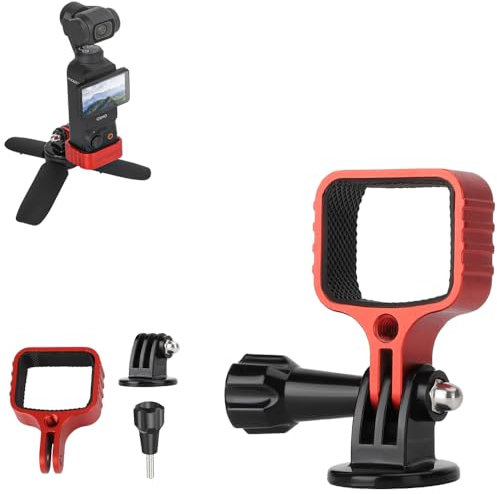 LINGHUANG Extension Mount For DJI Osmo Pocket 3 Tripod Mount Adapter With 1/4 Threaded And Go-Pro Mount For Osmo Pocket 3 Adapter Holder Fixing Bracket For DJI Pocket 3 Accessories (Red)