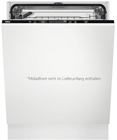 AEG FSB5361CZ Vollintegrierter-Geschirrspüler, Serie 6000 mit SatelliteClean Sprüharm, 60cm, AirDry für perfekte Trocknungsergebnisse, Besteckkorb, QuickSelect Display, Startzeitvorwahl, Wasserstopp