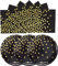 EVYIENEN 50 platos y servilletas de papel negro y dorado, 25 x 17,8 cm, platos de postre de 25 x 16,5 cm, servilletas desechables para fiestas, cumpleaños, fiestas