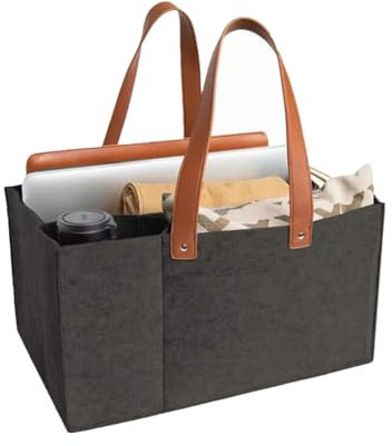 oneforus Organisationstasche für Lehrer, Home Office und Arbeit, Schulbedarf, Schreibwaren und Bastelutensilien - Offenes Design aus Grauem Filz mit Kunstledergriffen