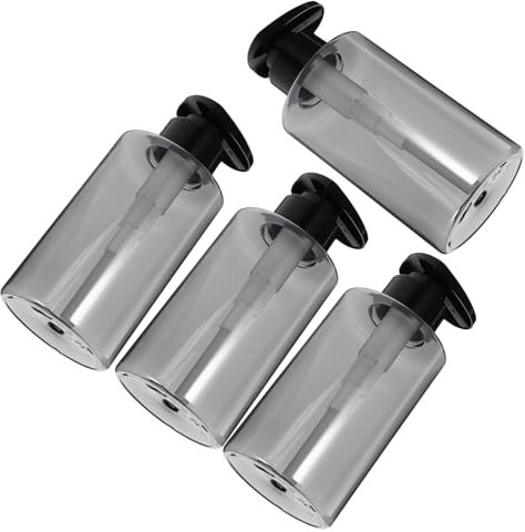 Hoement 4 Stück Shampoo Flaschen Spender Pet 300ml Nachfüllbarer Pumpspender Für Badezimmer Handseife Flüssigseife Mit Auslaufschutz Transparent Grau