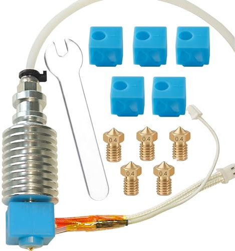 HIKUDIY Extruder Hotend Kit für Anycubic Mega S, 3D Drucker Teile Druckkopf Kit mit 5PCS Silikon Socken und 5PCS 0.4mm Messingdüsen für ANYCUBIC I3 Mega, I3 Mega X, Mega S, Mega Pro 3D Drucker