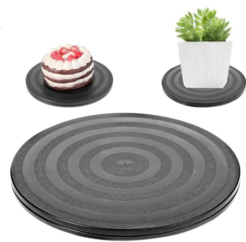 Heavy Duty Rotating Swivel Stand Drehscheibe Gjinxi 8 Inch Drehbarer Universal Drehteller Rund with Steel Ball Bearings Plastik Drehtisch for Pack Monitor/TV Screen/Showcase(Schwarz 360° Drehbar)