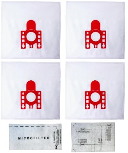 (Pack of 4) Compatible for Miele Type FJM Vacuum bags 4 + 2 Filters 3D Efficiency for S300, S500, S700, S2000, S4000, S6000, S8000, S4, S6 Classic C1, Complete C1, Compact C3, C2, C1 Series.