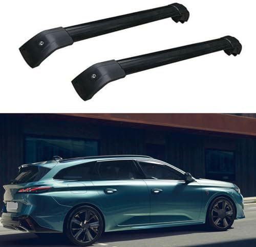JUNYEW Dachgepäckträger Dachträger für Peugeot 308 SW 5 Dr 2022 2023 2024 -Aluminium (2 Stücke) Integrierte Dachreling Tragkraft 75 Kg Vormontiert Inklusive Schloss,P