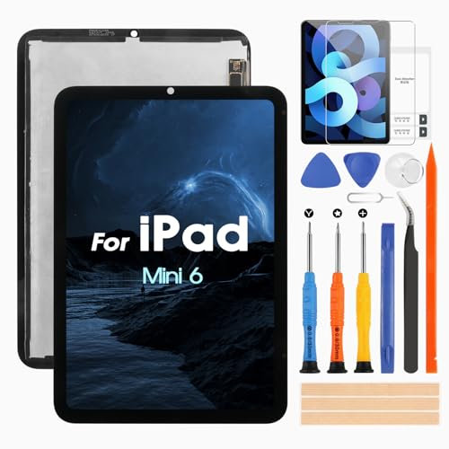 LCD Schermo per iPad Mini 6 Display per iPad Mini 6 2021 8.3 A2567 A2569 A2568 LCD Display Touch Screen Digitizer Assembly con Riparazione Kit (Nero senza cornice)