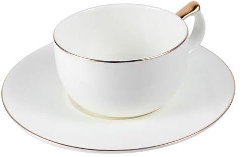 Garneck 1 Set Cup Saucer Fine Bone China Tea Kit for Coffee Tea Water Milk Juice Soda Beer Suitable for Home Office Restaurant