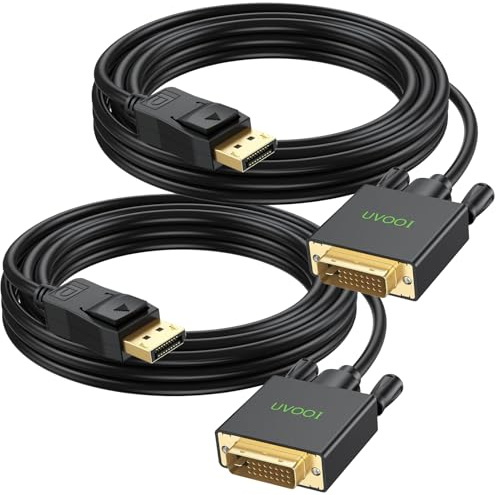 UVOOI DisplayPort to DVI Cable 10ft 2-Pack, DP to DVI Cable Cord Male to Male Compatible with Computer, PC, Monitor, TV, Projector and More