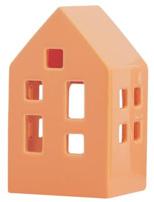 REMEMBER Teelichthaus Nyhavn Peach, H 12 x B 7 x T 6 cm, Dolomit Keramik – Dekoratives Kerzenhaus für Teelichter, stimmungsvolle Tisch- und Fensterdekoration