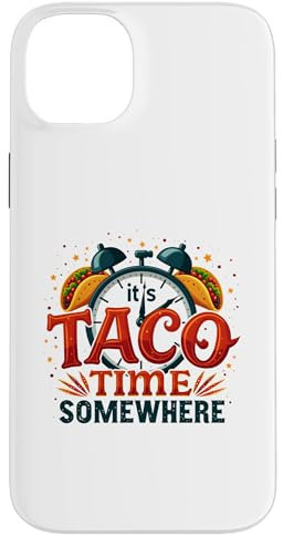 Hülle für iPhone 14 Plus It's Taco Time Somewhere Lustiges Uhr-Taco-Design