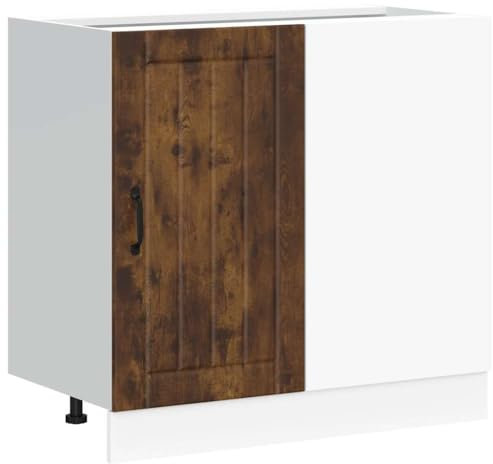 vidaXL Mueble bajo de Cocina Lucca Madera contrachapada Roble Ahumado, gabinete de Base de Cocina, Unidad Base de Fregadero de Cocina, cajón de gabinete de Base de Cocina