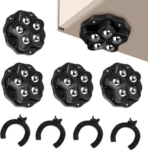 Kugelrollen für Möbel, 360 Grad Selbstklebendes Kugelrollen Schwerlast, Rollen für Küchengeräte, Rollen für Kaffeemaschine Geeignet für Mülleimer, Aufbewahrungsboxen, Kleinmöbel, Schwarz (4 StüCk)