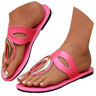 Sandali piatti da donna infradito sandali infradito eleganti sandali infradito ultra morbidi cuscino plantare infradito da spiaggia 2025, rosa, 40 EU