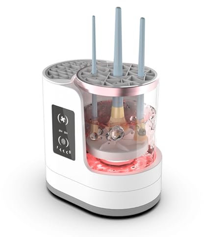 Limpiador de Brochas de Maquillaje Eléctrico, Lavadora Secadora de Brochas de Maquillaje Desmontable de 850 RPM con Función de Sincronización 2H 5H, Vista Clara