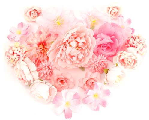 CFifHtOL 21Stück Kunstblumen Zum Basteln,Rosa,Kunstblumen Frühling,Blumen Deko–Perfekt Für Abschlusskappen,Hochzeits Dekoration & Torten Deko Blumen–Ideal Für DIY Bastler,Studenten & Partyplaner