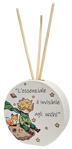 Generico Bomboniera Diffusore Piccolo Principe 7,5x7,5cm Completo di Scatola, Essenza, bigliettino Personalizzato, Bacchette assorbenti, Nastro e Confetti