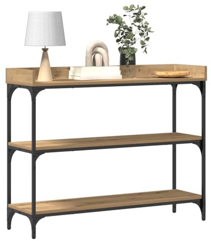 vidaXL Konsolentisch Artisan-Eiche 100 x 30 x 80 cm | Artisanal modernes Design mit glatter Oberfläche, Robuste Stahl- und Massivholzkonstruktion,