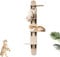 Over The Door Cat Tree, 4-Level Hanging Cat Shelf with Scratching Board, Over The Doors Cats Perch & Climber, Space-Saving Wall Mounted Climber for Indoor Cats (Wooden)