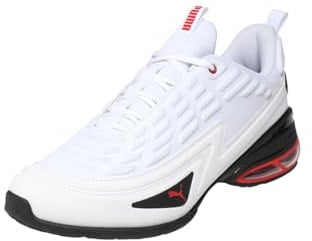 PUMA Erwachsene Meza Sneakers 43, White Black for All Time Red