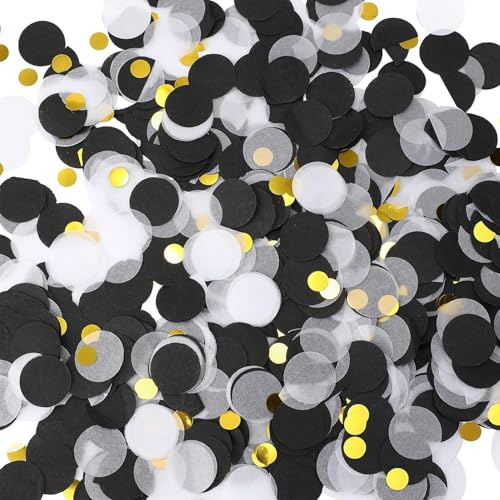 Yatrosynth 2.5cm Konfetti Bunt 6000 Stück, Confetti Deko, Glitzer Bunt Groß, Streudeko Geburtstag Pastell, Papier Confetti für Geburtstag Hochzeit Party Dekoration(50g) - Schwarz