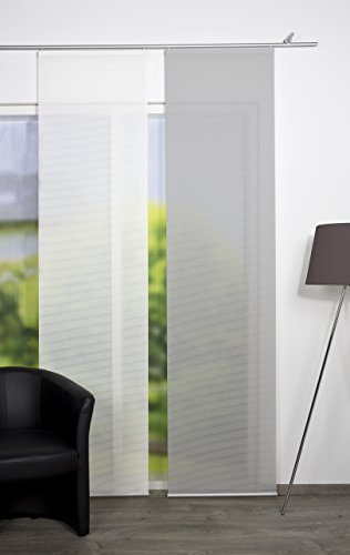 Vision S halbtransparenter Schiebevorhang ROM, in Bambus-Optik, Uni, Seiten lasergeschnitten, Farbe: grau, Größe: 245 x 60 cm, Anzahl:1x