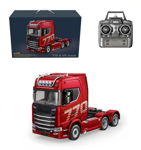 WANENGEDIY Tracteur à commande radio, échelle 1/18, 6x4 770S, camion tracteur résistant à commande radio, semi-remorque à traction arrière, modèle de véhicule de construction d'ingénierie pour