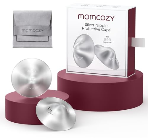 Momcozy Coppette Argento 999 Paracapezzoli Allattamento Traspiranti, 65mm