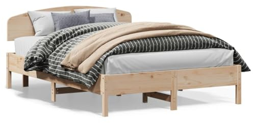 HFXHIJXQ Massivholzbett Kiefer 140x200 cm ohne Matratze, Robustes Bettgestell mit Kopfteil für komfortable Leseecke, Modernes Design für Schlafzimmer Gästezimmer Jugendzimmer