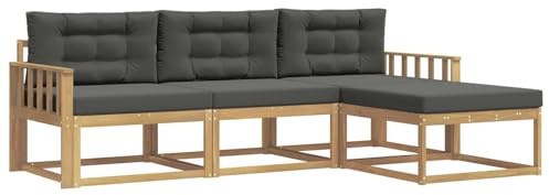 vidaXL Outdoor-Sofagarnitur 4 pcs Weiß und Anthrazit Polyester, Moderne Garten-Sofagarnitur, wetterfest, Bequeme Loungemöbel, stylische Sitzmöglichkeiten für den Hof