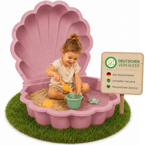 Ondis24 Conchiglia d'acqua, sabbiera in 2 pezzi, in plastica, con coperchio (rosa pastello, 87)