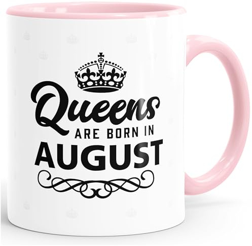 MoonWorks Queens are born in (style_variation) Geburtstags Spruch Kaffee-Tasse Rosa unisize