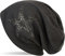 styleBREAKER Damen Beanie Mütze mit Strass Nieten Stern und Schmucksteine Silber-anthrazit, Slouch Longbeanie 04024087, Farbe:Anthrazit