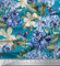 Soimoi Blau Viskose Chiffon Stoff Blutter, Strandschnecke & Blumen- Drucken Nahen Stoff 1 Meter 42 Zoll breit