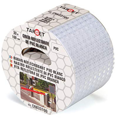 TARGET CRB33100 - Reflektierendes Band - Weiß 33 Meter x 100 Millimeter - Klebeband - Warnung - Beschilderung - Markierung - Extra Breit