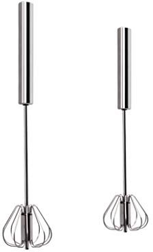 Whisk, Push-Action Rotating Stainless Steel Whisk, Manual Beater, for Bread,Cakes, Sauces, Egg and More