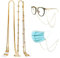 Metal Eyeglass Chain Neck Cord, 2 Pcs Anti-Slip Silicone Ends Spectacle Chain Sunglass Neck Strap Holder Glasses Lanyard Retainer for Women Men (Silver Golden) (Golden)