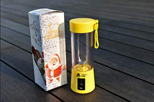 Portable Blender, Personal Size Blender Shakes and Smoothies, Mini Juicer Cup USB Rechargeable, Handheld Travel Blender Fruit Mixer 400ml Christmas Edition (Yellow)
