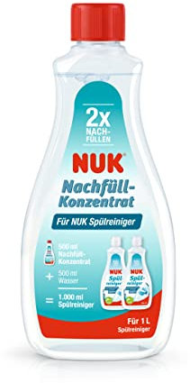 NUK Recharge de nettoyant concentré - 500 ml - Idéal pour le nettoyage des biberons, tétines et accessoires - Sans parfum - pH neutre - Bouteille 100% recyclée