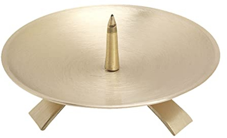 NKlaus Dreifußleuchter Ø13,0cm mit Dorn, Messing Gold | Der Leuchter dient als Kerzenleuchter und Altarleuchter; massiv und matt