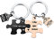 PiercingJak 2PCS Porte-clés Couple Maison Famille Personnalisé Gravé Cœur Super Papa Maman Pendentif Acier Inoxydable Cadeau Amoureux Saint-Valentin Anniversaire Fête Mères Pères Femme Homme-#1