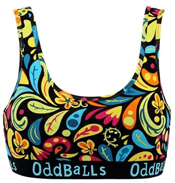OddBalls | Womens Bralette | 1 Pack | Womens Underwear | Sports Bras | Everyday Low Back Bra | Seamless & Wireless | Botanical | Small